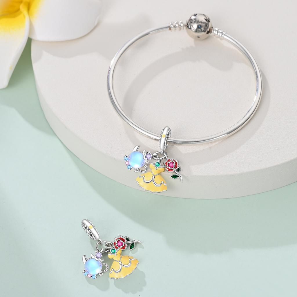 Original Copper Colorful Cute Heart Princess Unicorn Charms Beads Fit Bracelets & Necklace Women Diy Jewelry Making