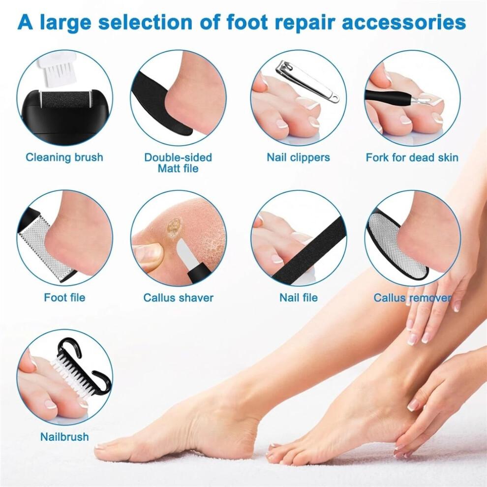 Waterproof IPX7 Electric Foot File with 3 Roller Heads – Rechargeable Pedicure Set for Spa-Quality Callus Removal