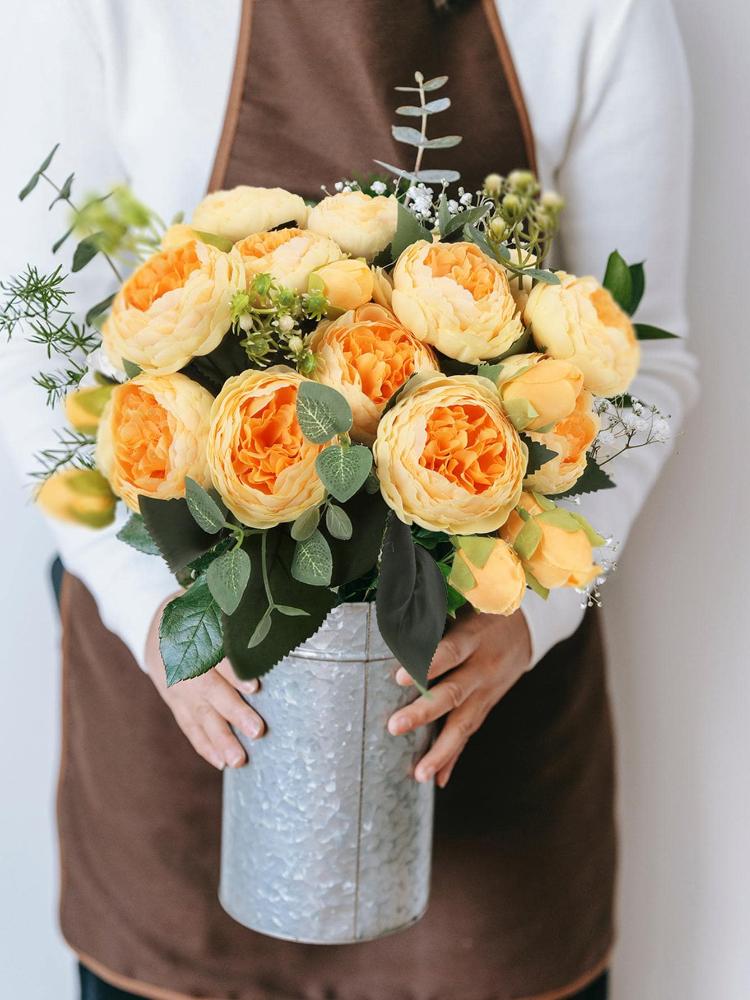 5 Fiori Artificiali In Seta Per Bambini - Decorazioni Rosse Per Casa, Centrotavola E Festa, Altezza 49,5 Cm