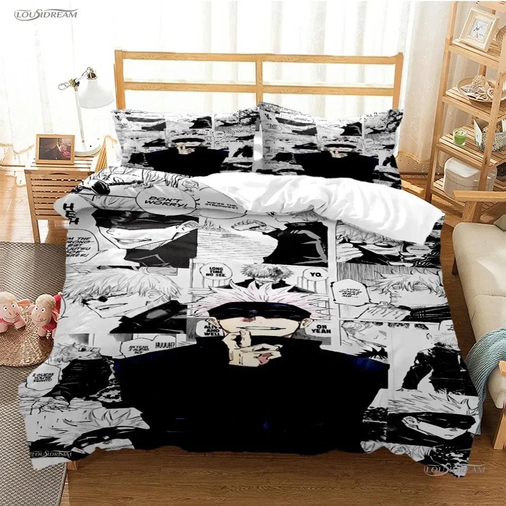 Carton Anime Jujutsu Kaisen 4 Season Bedding Set Print With Pillowcase Bed Duvet Cover Soft Single Double Queen Super King Size