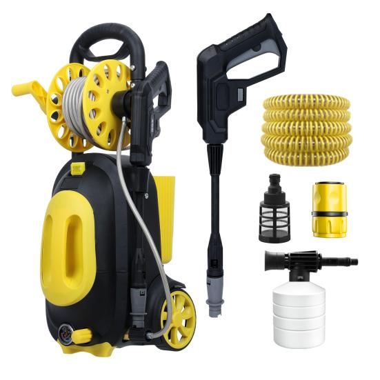 Hochdruckreiniger, Elektrischer Hochdruckreiniger, 80BAR Hochdruckreiniger, 1,5KW Hochdruckreiniger mit Induktionsmotor, Automatische Abschaltung, Manometer