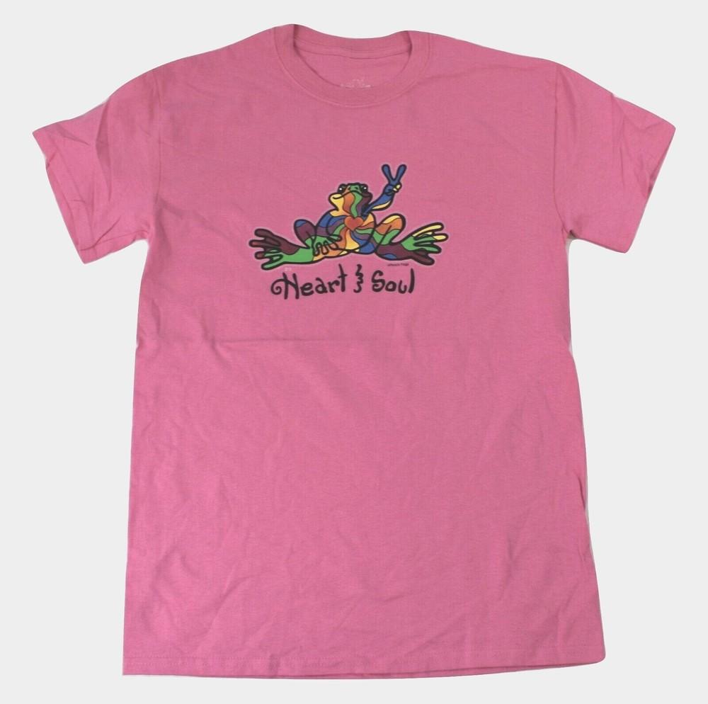 

Peace Frogs Mens Heart & Soul Azalea Pink Tee Shirt New S
