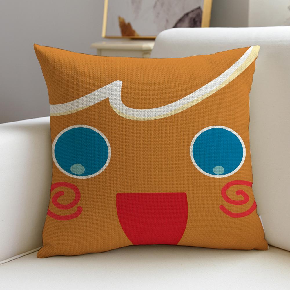 Fun CCookie RunS Cushion Cover Breathable and skinfriendly linen pillowcase square removable and washable cushion
