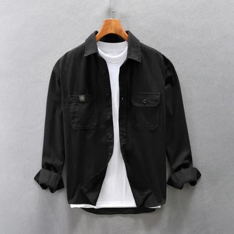 Мужские рубашки-карго в японском стиле с квадратным воротником