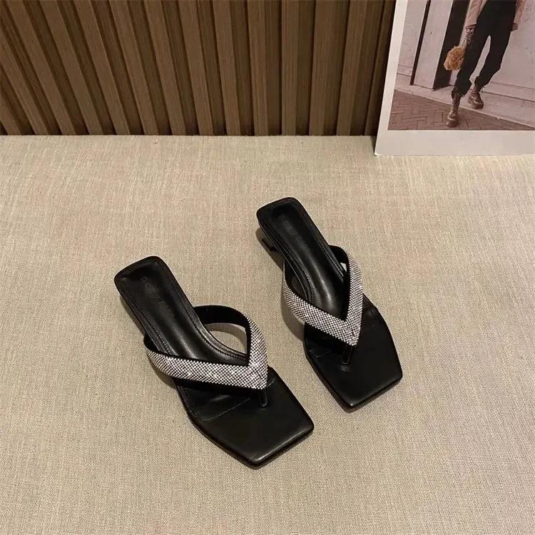 Fashion Tongs À Talon Aiguille Avec Biscuits Pour Femmes, Tongs Fouettées, Chaussures À La Mode, Nouveau Design, Été, 2024