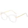 Cat'S Eye Crystal Cut Glasses Frame Trendy With Tr Spring Leg Flat Mirror Retro Frame
