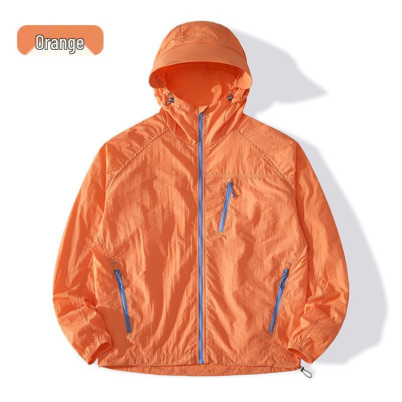 

2025 Куртка унисекс с капюшоном для защиты от солнца с индивидуальным логотипом - Прохладная уличная одежда для кожи L оранжевый/красный