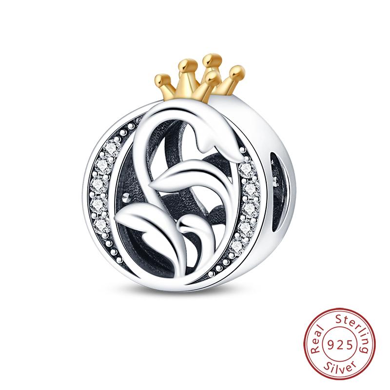 Charms Fit Qikaola Original Bracelets Classic Crown 26 Letters Alphabet Charms Beads For Women Fine Diy Wedding Jewelry Gift