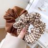 Korean Brown Color Scrunchies Lazy Style Houndstooth Simple Casual Large Hair Tie Rope Student Girls Solid Elastic Hair Bands