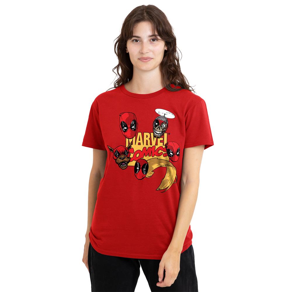 Deadpool Unisex Adult Character Heads T-Shirt