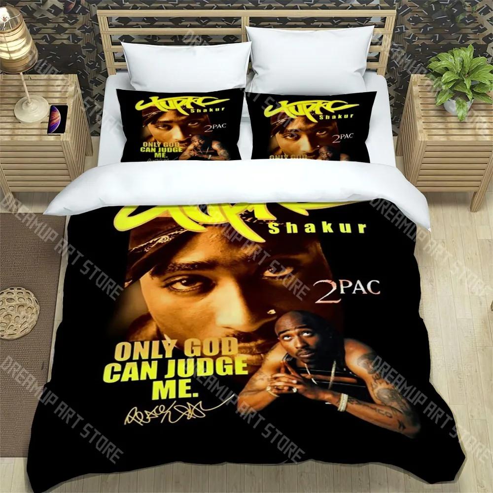 T-Tupac Shakur Fashion Trendy Print Three-piece Set Suitable for Kids or Adults Quilt Cover Pillowcase Bedding Set Birthday Gift