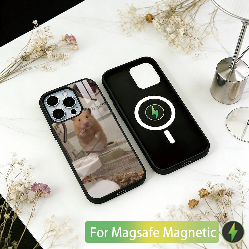 Funny Cute Hamster Phone Case For iPhone17,16,15,14,13,12,11 Plus,Pro Magnetic For Magsafe Wireless Charging
