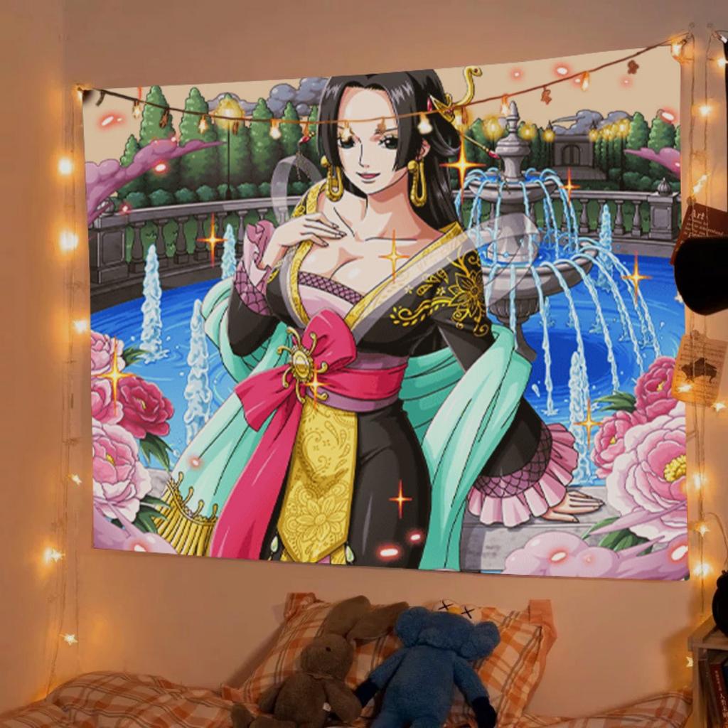 One Piece Anime Decor Tapestry Boa Hancock Battle Themed Wall Hanging Decorative Wall Cloth for Living Room Bedroom Room Decor
