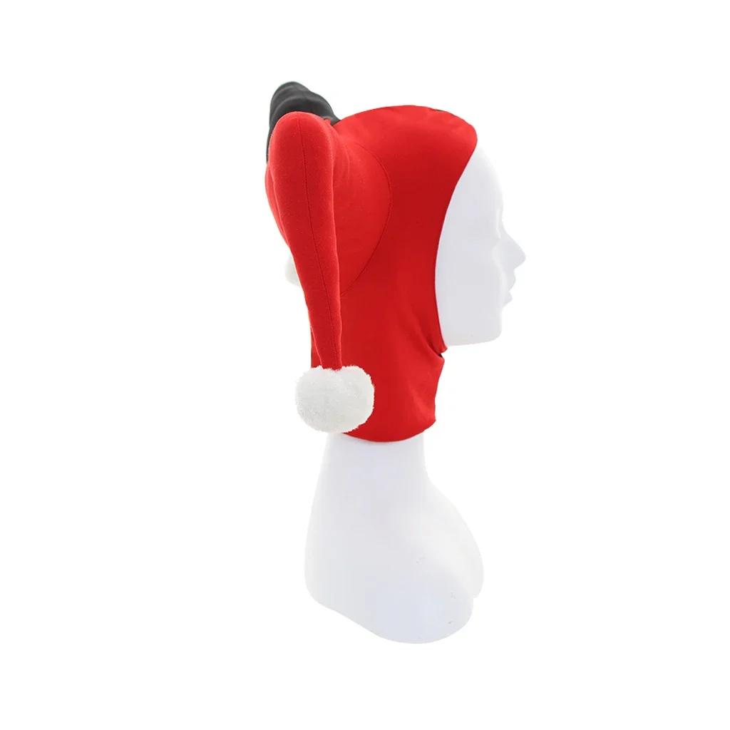 Jester Cosplay Black/Red Hat Harley Cosplay Hat Red Black Hat Halloween Party Clown Accessories Prop For Adult
