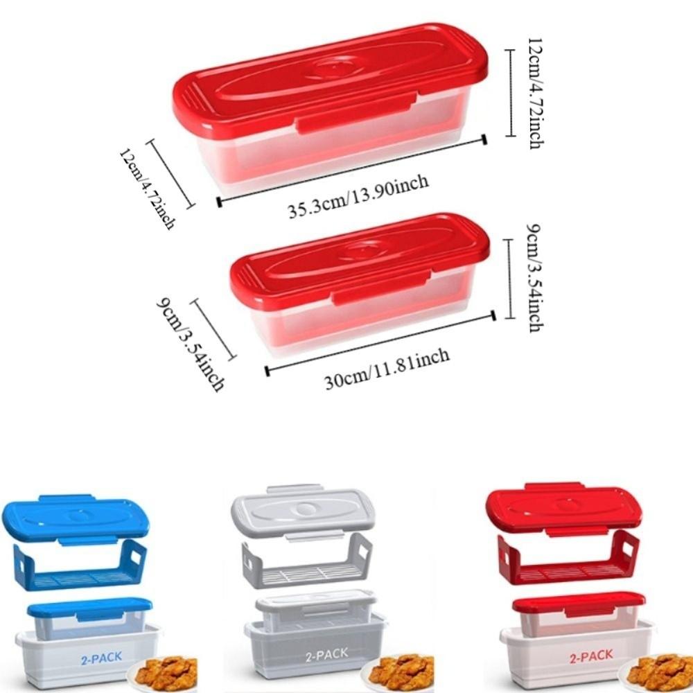2 Piece Rectangular Fried Fish Batter Bowl Leak-proof with Sieve Tray Fish Breader Batter Bowl Large Capacity Plastic