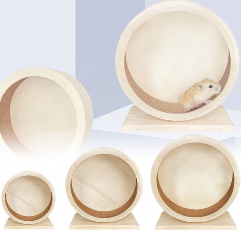 Exercise Wooden Hamsters Wheel Silent Smooth Running Pet Eco Decor Friendly