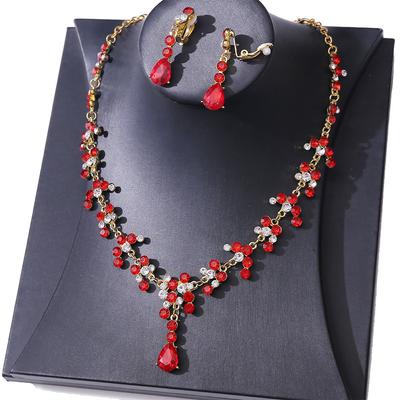 High-end Atmospheric Wedding Photography Two-piece Rhinestone Jewelry Set Bridal Necklace and Earrings Set