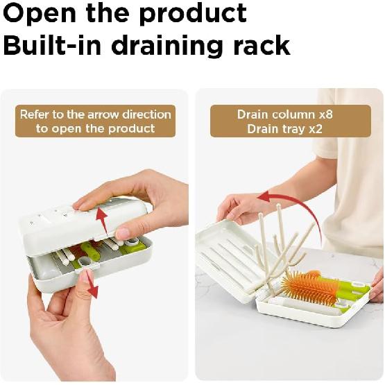 YOTIME Travel Bottle Brush, Travel Bottle Cleaner Kit with Foldable Bottle Drying Rack, for Visit Friends and Relations, Baby Travel Essentials, BPA