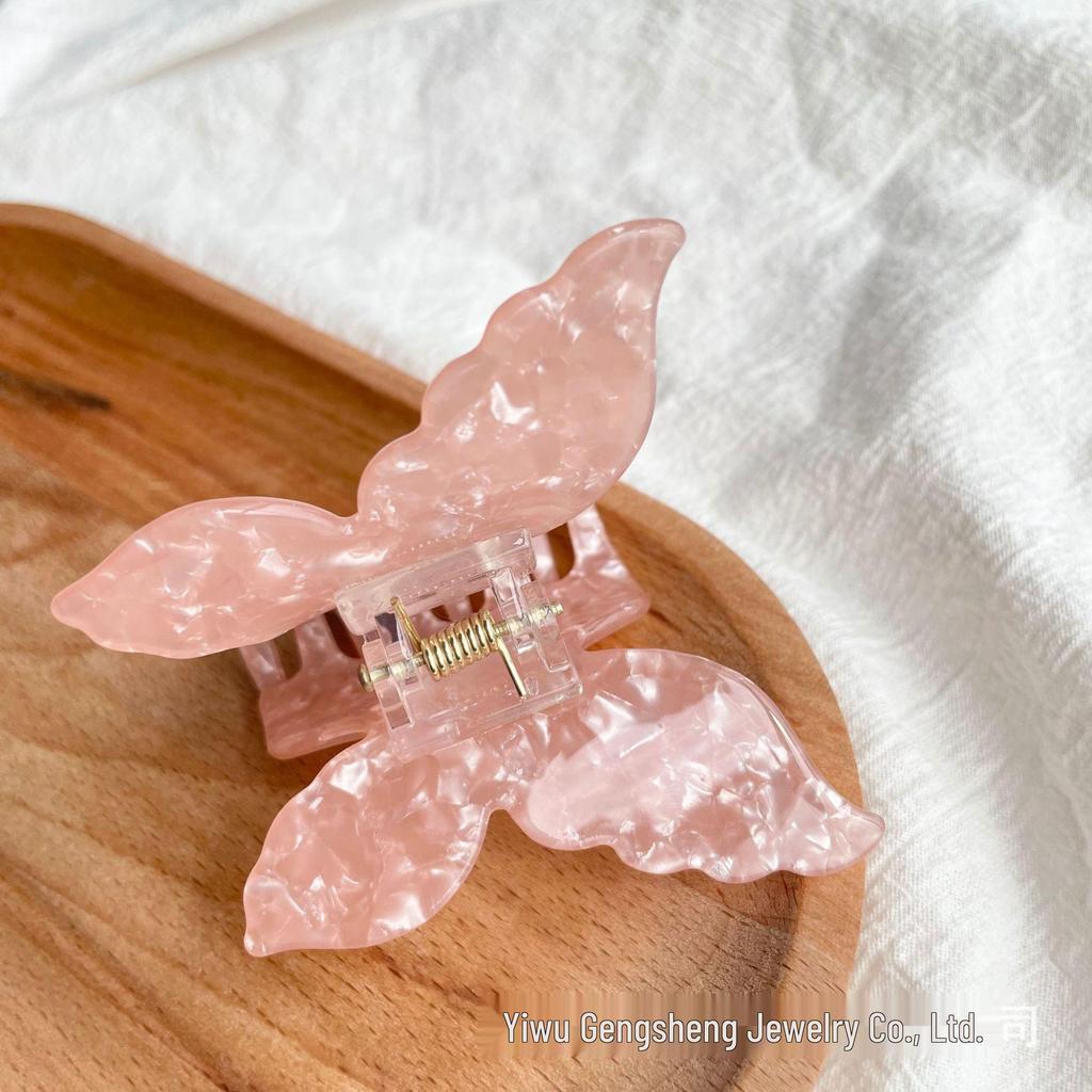 Iridescent 3D Butterfly Claw Clip: Korean Style Acetate Hair Accessory for Half Updo