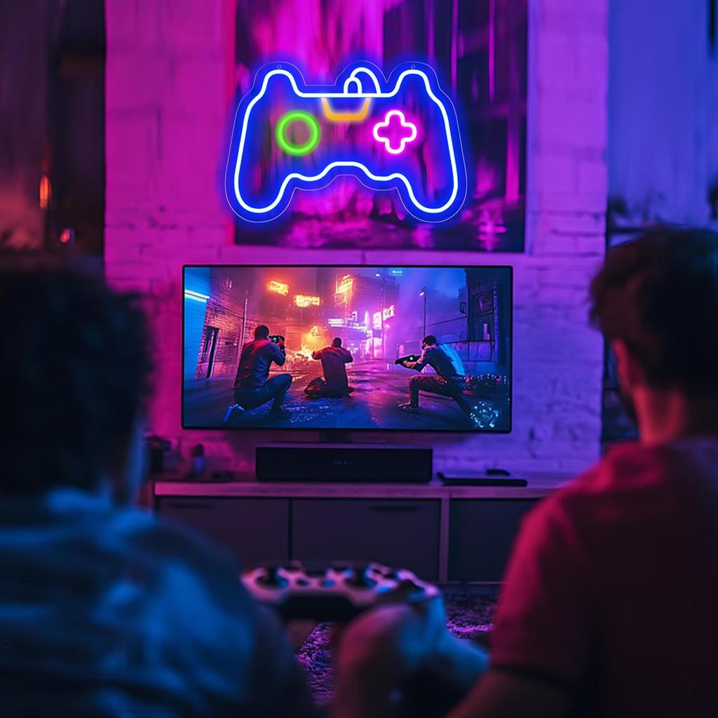 Gamer Neon Gamepad Shaped LED Sign for Gamer Room Decor, Game Neon Light for Teen Boy Room Decor, Best Gamer Gifts for Boys Kids