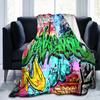 Graffiti Print Blanket Soft Comfortable All Seasons Suitable Sofa Office Nap Travel Birthday Gift Christmas Present