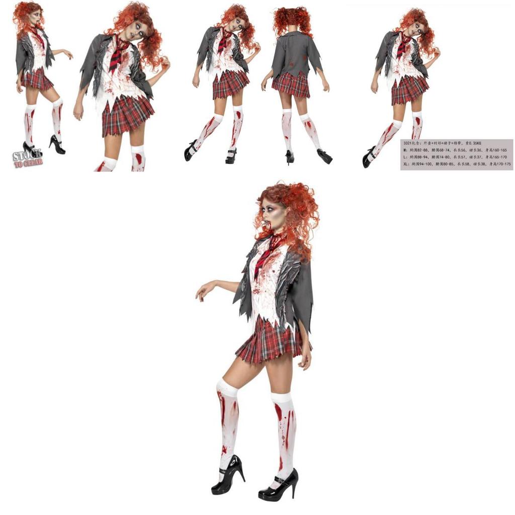 Costume da Studente Zombie per Halloween, Cosplay e Spettacoli Teatrali