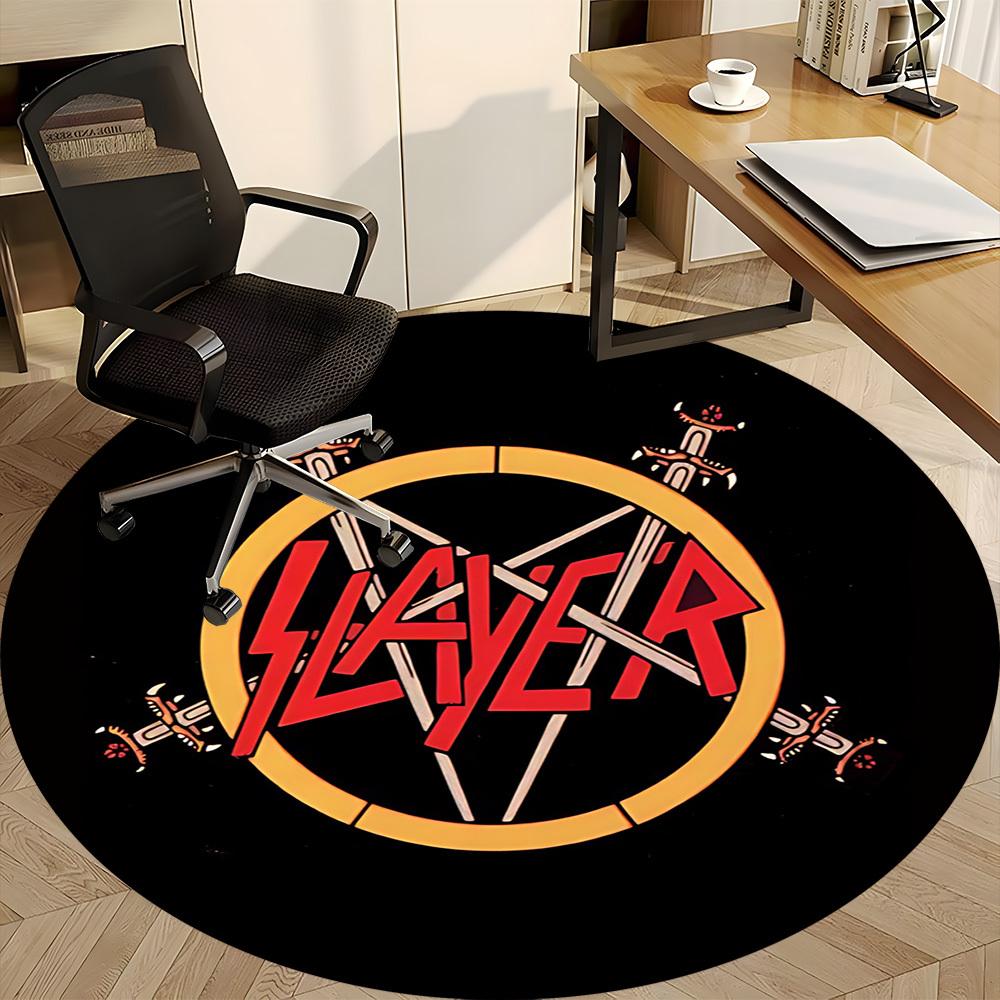 1PC Slayer Music Office Round Area Rug, Indoor Mat Suitable For Office, Under Office Chairs Bedroom Living Room Home Decor DT1212103