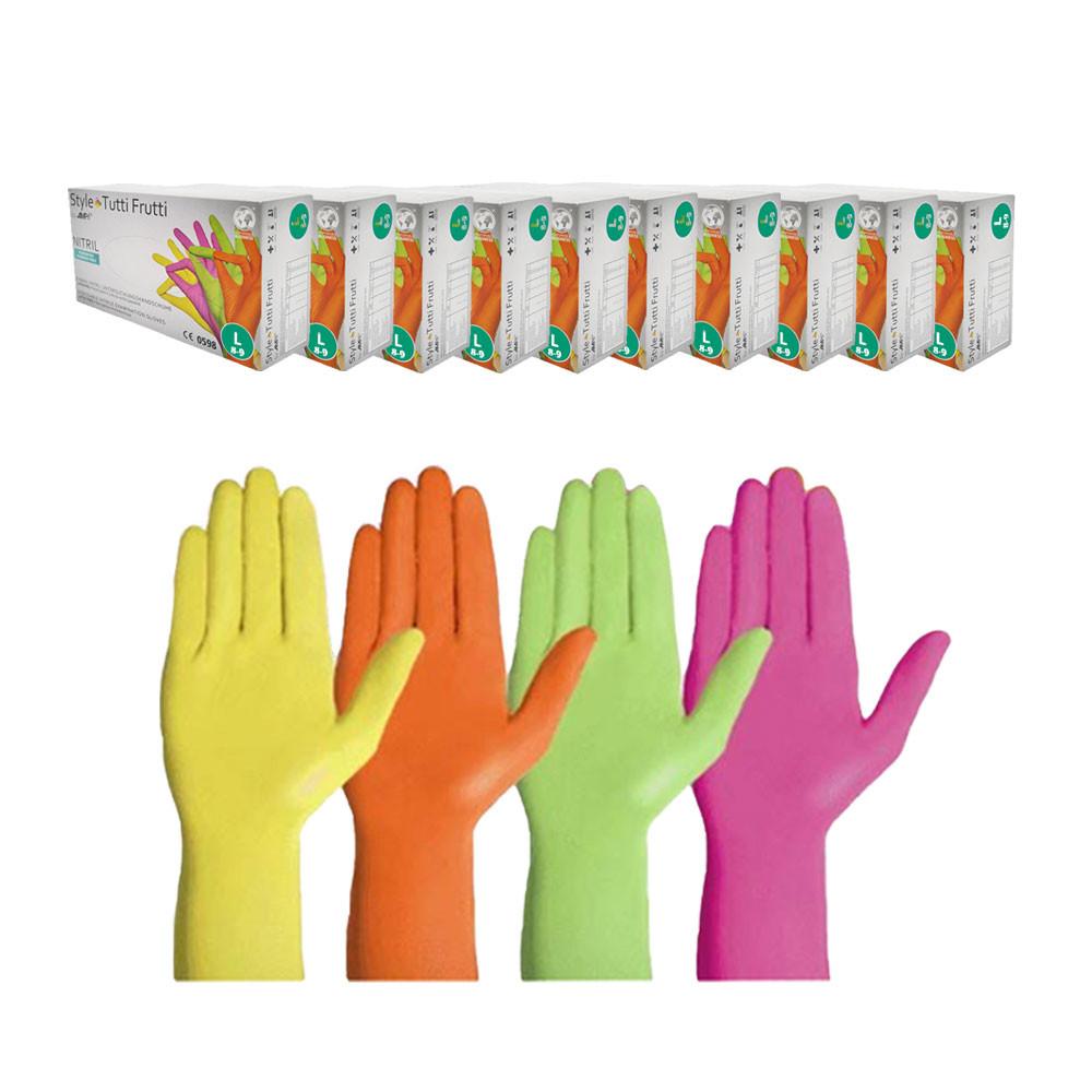 Nitrile Gloves Colorful Ampri Style Tutti Frutti 96 Pieces Carton 10 Pack