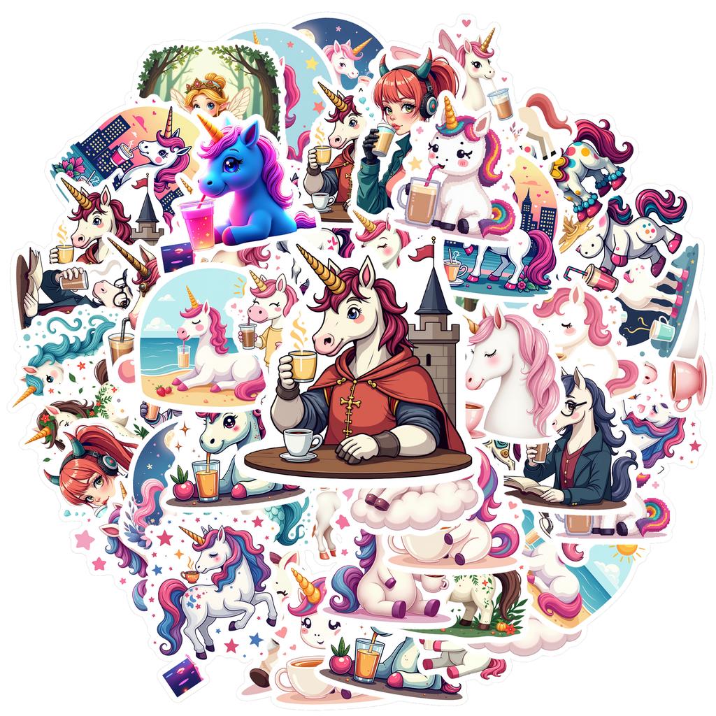 35-150pcs Unicorn Stickers Cute Pony Graffiti Sticker Kawaii Animal Stationery Sticker Decals Classroom Learning Rewards
