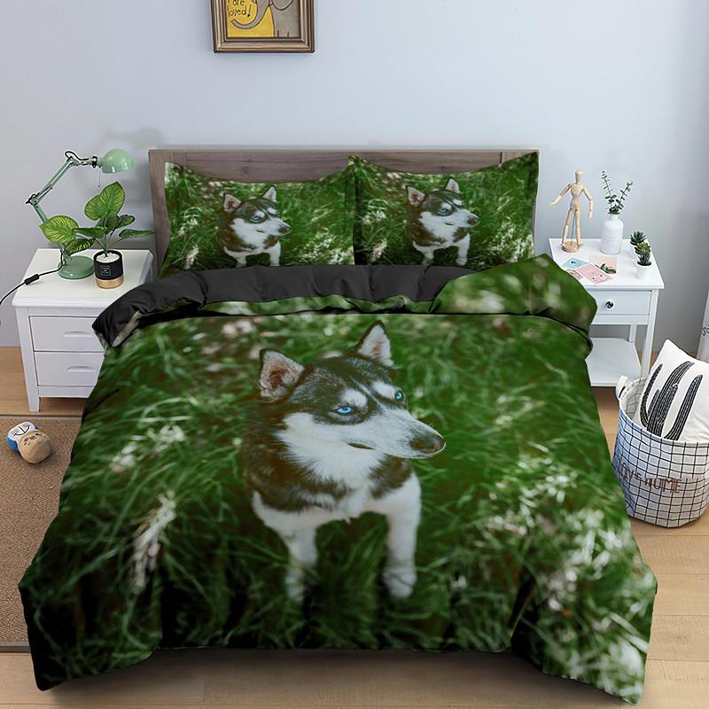 

Husky Dog Bedding Set King Queen Size Funny Pet Puppy Duvet Cover For Kids Boys Girls Cute Animal 2/3pcs Polyester Quilt Cover EU single(135x200cm)