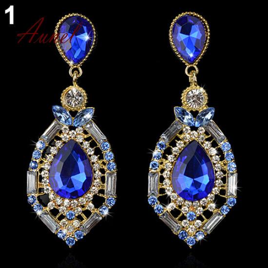 Smart Teardrop Shape Rhinestone Big Drop Dangle Earrings Gift