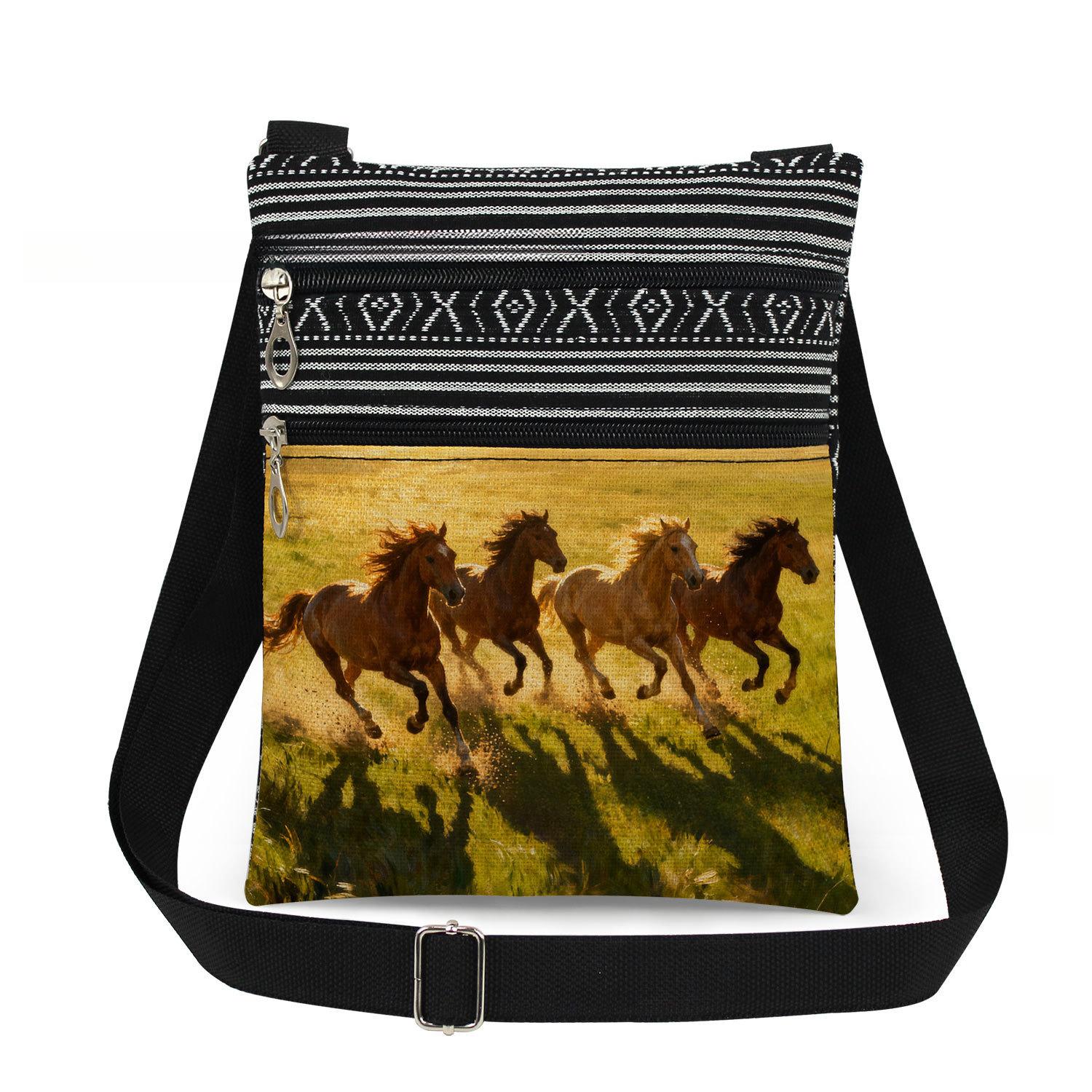 1PC Horse Print Tote Bags Women Shoulder Handbags Postman Package 6910 KTB