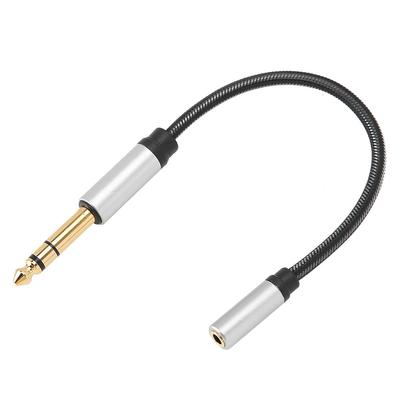 6.5 Macho para 3.5 Fêmea Mola o Cabo Liga de Alumínio AUX3.5mm Fone de Ouvido Cabo de Extensão3.5