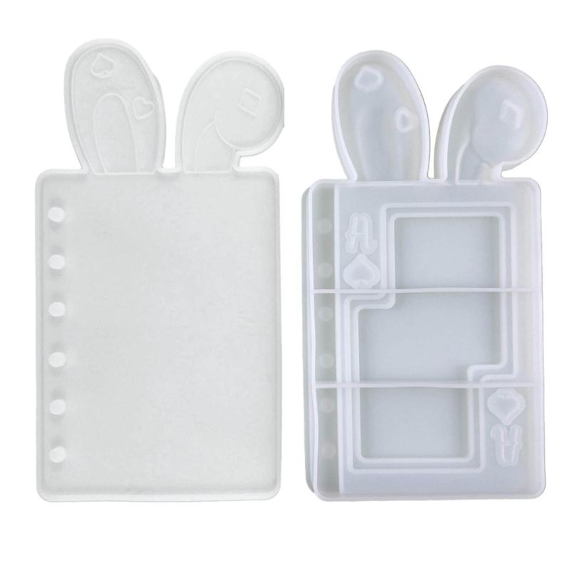 Shaker Resin Molds Rabbit Ear Notebook Shape Silicone Quicksand Molds Resin Casting Mold DIY Making Supplies for Crafts