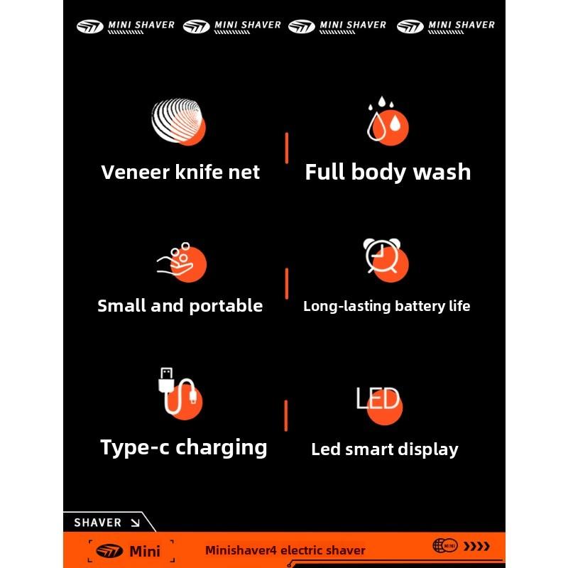 Mini Electric Shaving Kit - Portable Men's Beard Trimmer - Rechargeable Water-washable Beard Knife