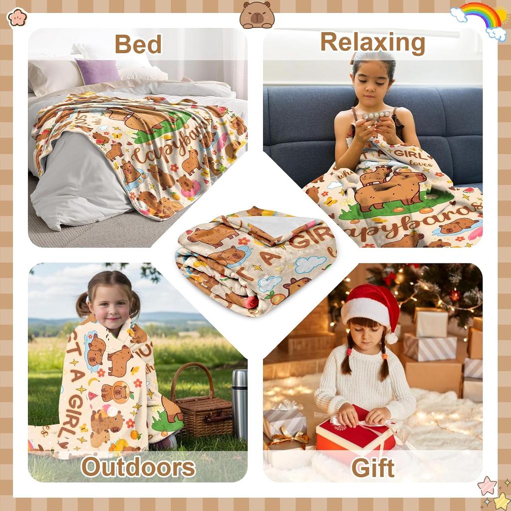 Capybara Blanket for Girls Boys, Capybara Gifts for Girls, Ultra Soft Throw Blanket for Room Decor Bedding 40"x50"
