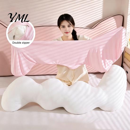 Cooling Body Pillow for Adults & Side Sleepers, Breathable L-Shaped Long Comfortable Bed Hugging Pillow, Full Leg Support Cushion with Removable Cover