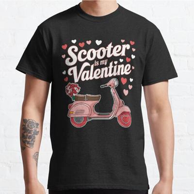 Men Fashion Casual Short Sleeves Scooter Valentine Retro Love Ride Black Tees Oversized T-shirts