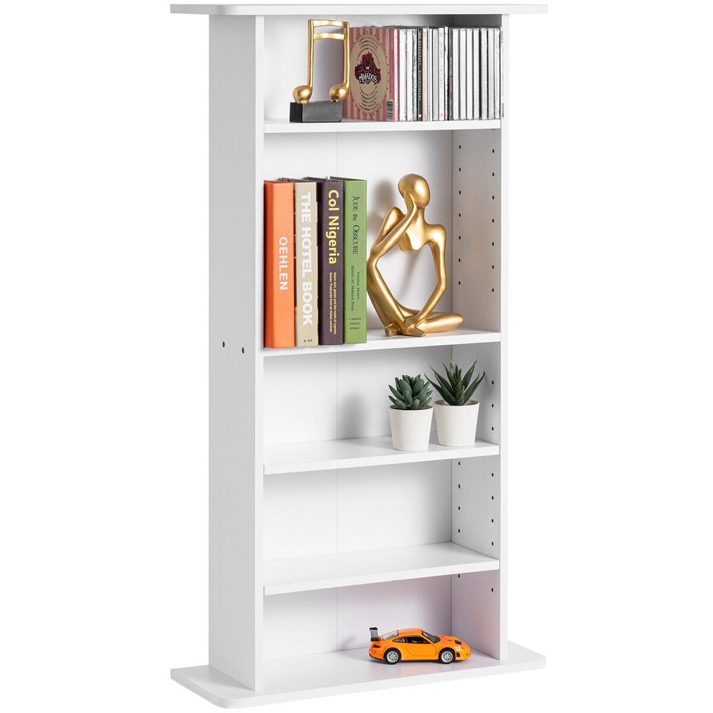 Media Storage Cabinet 5 Layers Adjustable DVD Shelves Holds 240 CDs White