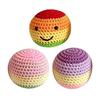 Handmade Crochet Footbag, Rainbow Gradient Smiling Face Bean Bags for Kids, Soft Cotton Yarn Juggling Balls for Outdoor Play