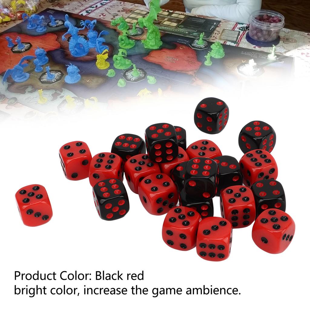 48PCS 6 Sided Dices Black and Red Plastic Waterproof Table Game Dice Set for Party Bars Club