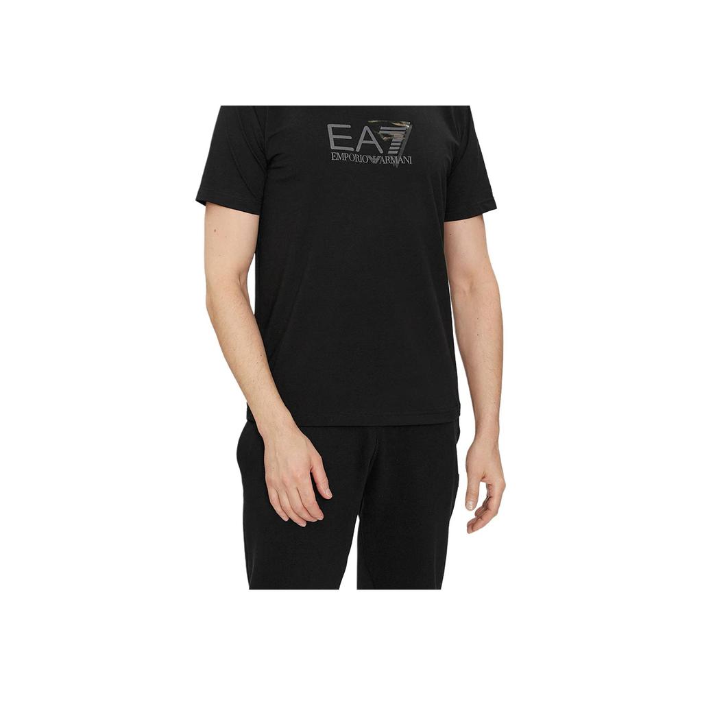 Emporio Armani Logo Letter Print Round Neck Short Sleeve T-Shirt Men Tops Black 3DPT36-PJULZ-1200