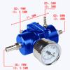 Black Blue Red Silver 0-140PSI Universal Car Fuel Pressure Regulator with Gauge Adjustable Oil Pressure Regulator