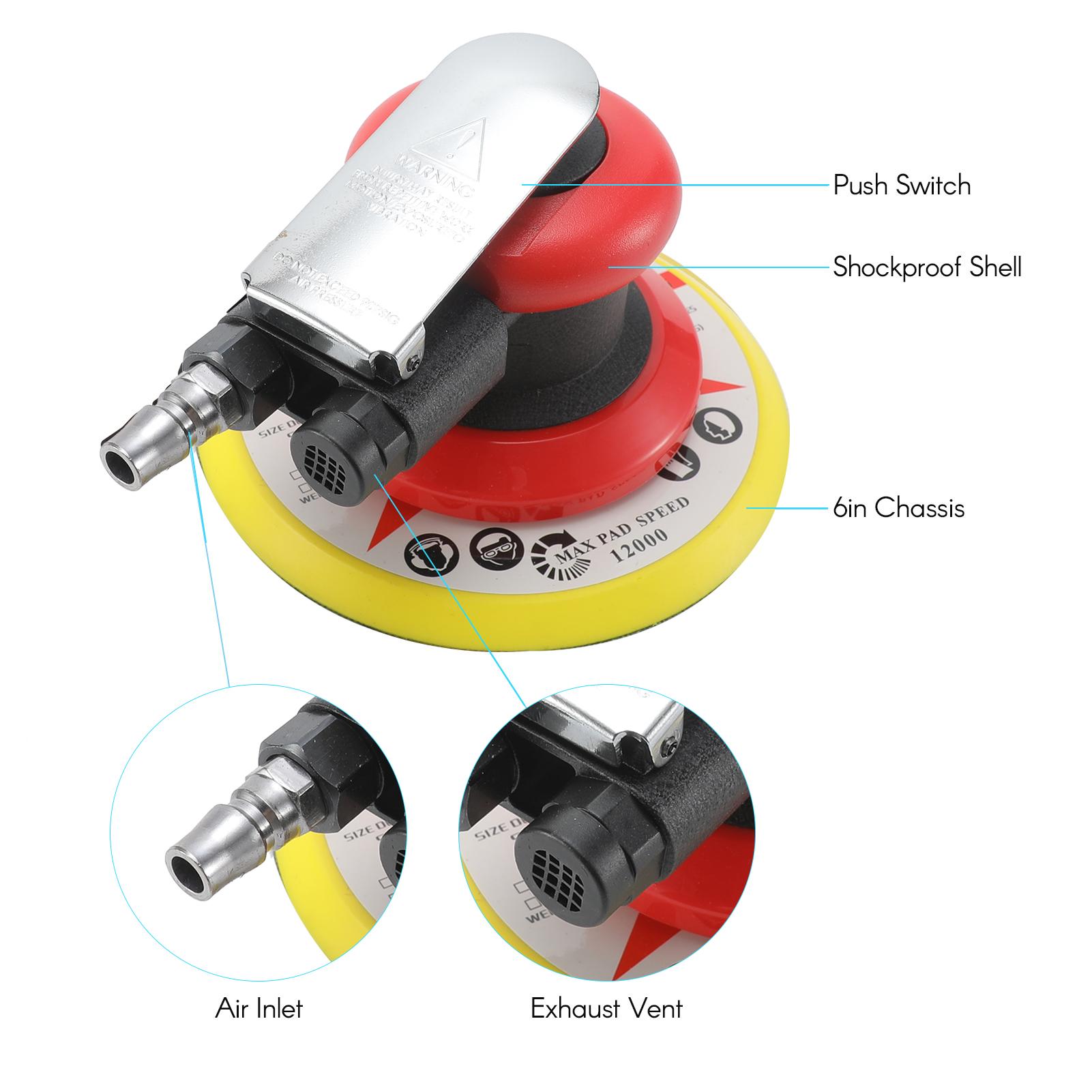 

Pneumatic Sander 6 Inch Polishing Sanding Waxing for Car Wall Wood Metal 10000RPM Red красный