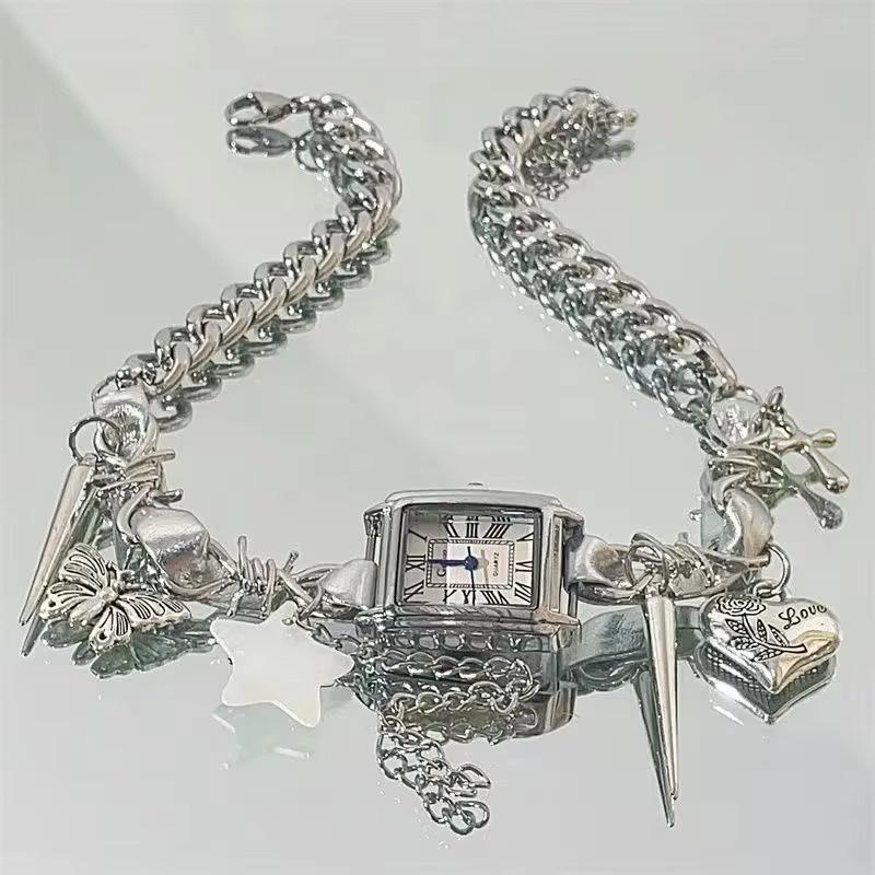 

Кожаное ожерелье-чокер в стиле киберпанк Y2K с подвеской в виде часов, готическое ожерелье с бабочкой и звездой, ювелирные украшения для женщин