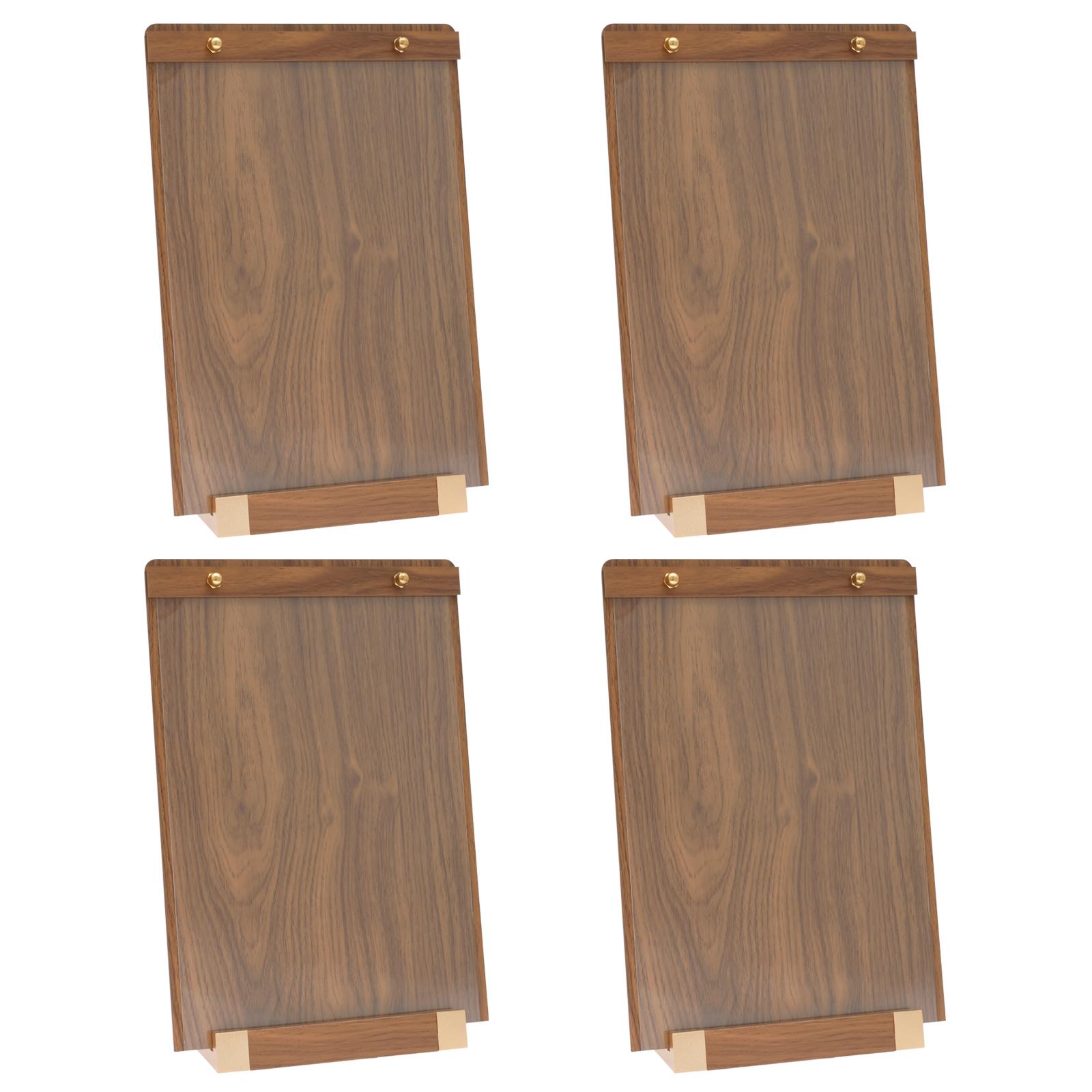 

4Pcs Acrylic Sign Holder w/ Walnut Wood Base Vertical Desktop Sign Display Stand for Restaurant Menu Cafe Office Menu Card Rack коричневий