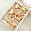 5/6 Pcs Irregular Smooth Lines Rings for Women Retro Geometric Punk Exaggerated Gold Color Rings Set Fashion Party Jewelry Gifts