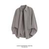 Men Solid Color Loose Casual Long Sleeve Button Up Shirt Outerwear