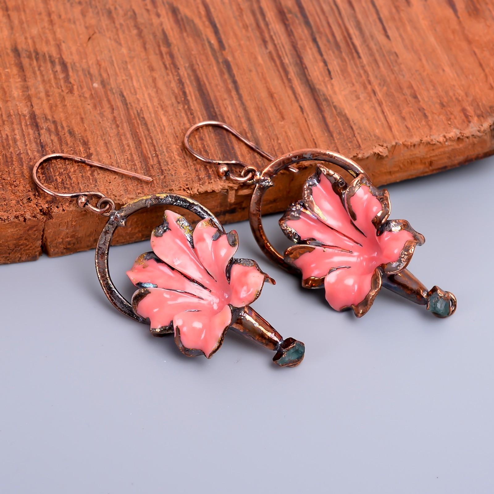 

Опал Камень Подвески Октябрь Электроформованный Крючок Юбилейный Подарок Серьги Медь V-69