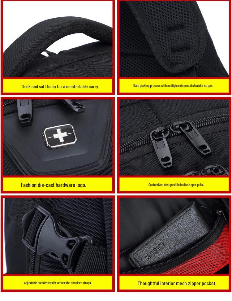 Swiss Men's Large Capacity Waterproof Travel Backpack - Lightweight Laptop Bag for High School Students